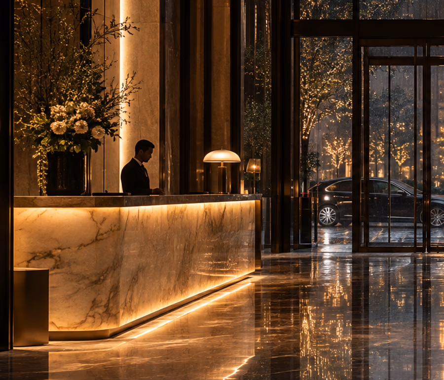 Atmosphäre einer luxuriösen Hotellobby